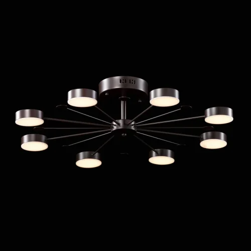 Люстра потолочная LED с пультом Гэлэкси 632016808 DeMarkt коричневая на 8 ламп, основание коричневое в стиле хай-тек с пультом фото 2