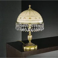 Настольная лампа P 7003 M Reccagni Angelo бежевая 2 лампы, основание античное бронза латунь металл в стиле классический 