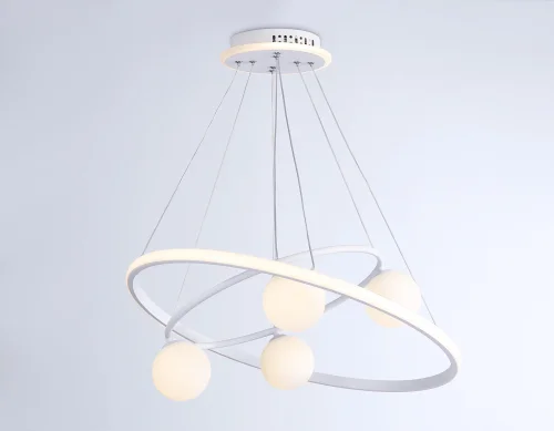 Люстра подвесная LED с пультом FL66321 Ambrella light белая на 1 лампа, основание белое в стиле современный хай-тек с пультом фото 3