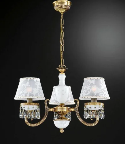 Люстра подвесная  L 8281/3 Reccagni Angelo белая на 3 лампы, основание античное бронза в стиле классический 