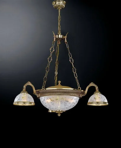 Люстра подвесная  L 6302/3+3 Reccagni Angelo белая на 6 ламп, основание золотое в стиле классический 