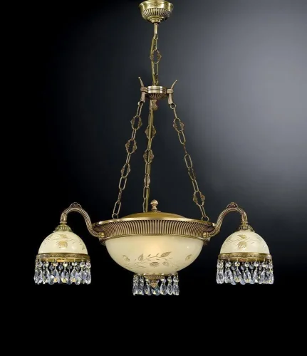 Люстра подвесная  L 6206/3+3 Reccagni Angelo жёлтая на 6 ламп, основание античное бронза в стиле классический 