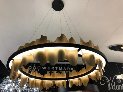 Люстра подвесная LED Lando WE476.02.403 Wertmark золотая на 1 лампа, основание чёрное в стиле арт-деко современный  фото 2