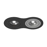 Светильник точечный Intero 16 Double Round i6270709 Lightstar чёрный серый 2 лампы, основание чёрное в стиле хай-тек современный 