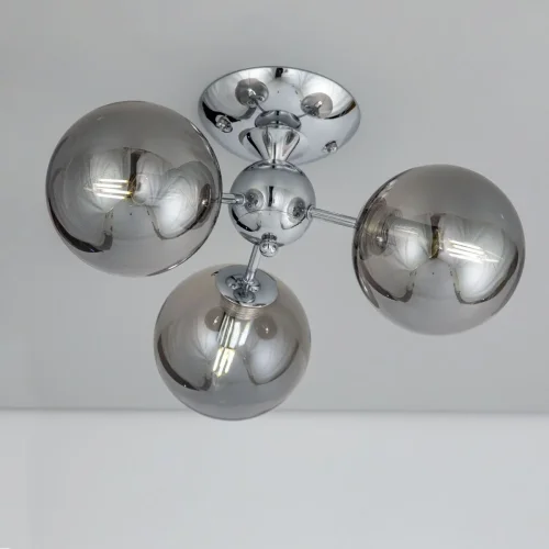 Люстра потолочная Томми CL102130 Citilux серая на 3 лампы, основание хром в стиле современный шар фото 3