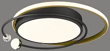 Светильник потолочный LED с пультом 435-307-03 Velante чёрный белый 1 лампа, основание чёрное в стиле хай-тек современный с пультом кольца