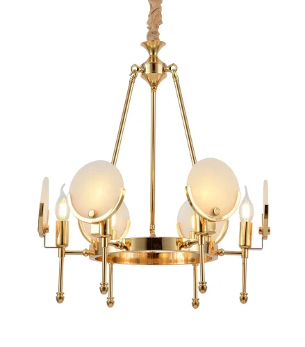 Люстра подвесная Montego LDP 8010-6 F.GD Lumina Deco белая на 6 ламп, основание золотое в стиле современный 