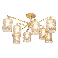 Люстра потолочная Клод CL137182 Citilux янтарная на 8 ламп, основание золотое в стиле модерн 