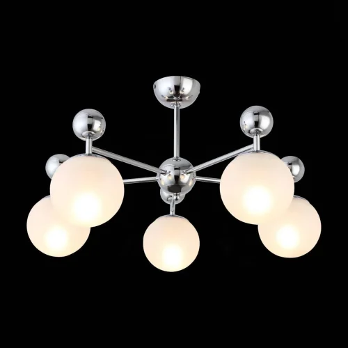 Люстра потолочная Pechio SLE106102-05 Evoluce белая на 5 ламп, основание хром в стиле современный шар фото 4