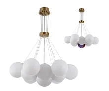 Люстра подвесная Алди 08475-13,20 Kink Light белая на 13 ламп, основание бронзовое в стиле модерн молекула шар