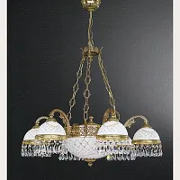 Люстра подвесная  L 7100/6+2 Reccagni Angelo белая на 8 ламп, основание золотое в стиле классический 