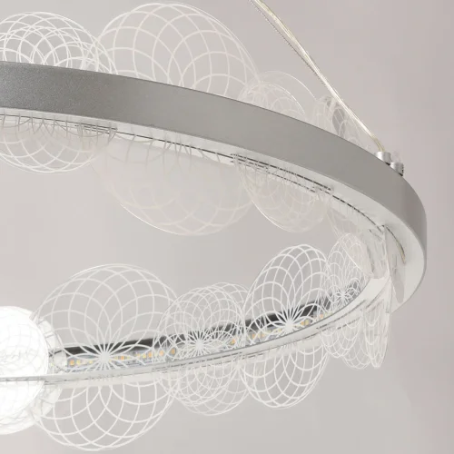 Люстра подвесная LED с пультом Платлинг 661018901 DeMarkt прозрачная на 1 лампа, основание серебряное в стиле хай-тек кольца с пультом фото 6
