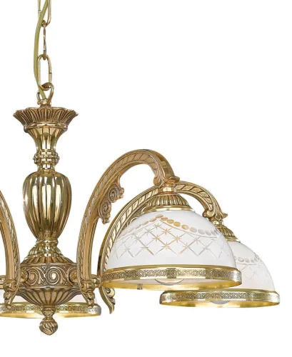Люстра подвесная  L 7102/5 Reccagni Angelo белая на 5 ламп, основание золотое в стиле классический  фото 2