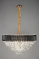 Люстра подвесная хрустальная Certaldo OML-81803-24 Omnilux прозрачная на 24 лампы, основание чёрное золотое в стиле классический 