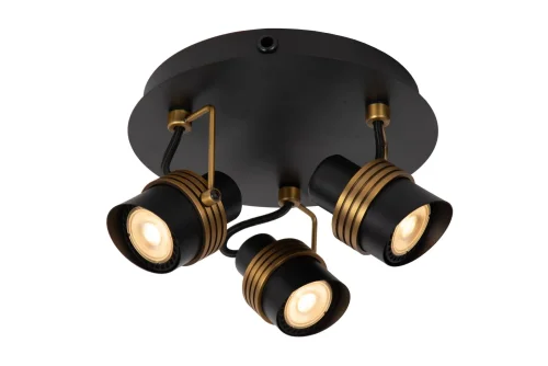 Спот с 3 лампами Tundran 34944/13/30 Lucide чёрный GU10 в стиле современный 