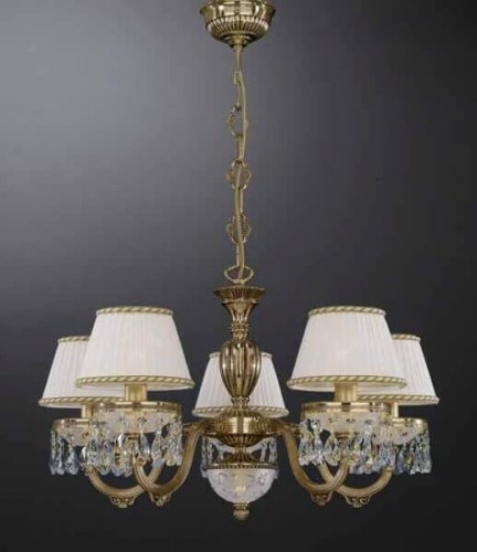 Люстра подвесная  L 6500/5 Reccagni Angelo белая на 5 ламп, основание золотое в стиле классический 