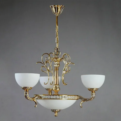 Люстра подвесная  TOLEDO 02155/3 WP AMBIENTE by BRIZZI белая на 6 ламп, основание бронзовое в стиле классический 