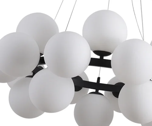Люстра подвесная Сида 07508-20,19 Kink Light белая на 20 ламп, основание чёрное в стиле современный молекула шар фото 2