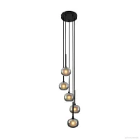 Светильник подвесной Shimmer FR5435PL-05B1 Freya серый чёрный 5 ламп, основание чёрное в стиле современный каскад
