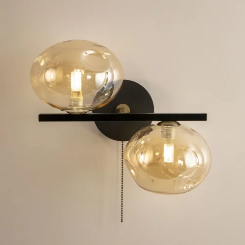 Бра с выключателем Девис CL201321 Citilux янтарный бежевый на 2 лампы, основание коричневое в стиле современный лофт  фото 2