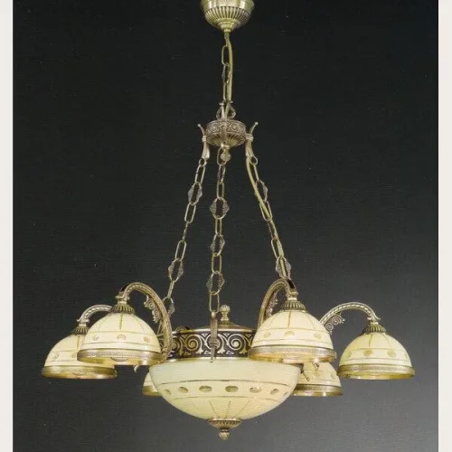 Люстра подвесная  L 7004/6+2 Reccagni Angelo бежевая на 8 ламп, основание античное бронза в стиле классический 