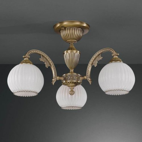 Люстра потолочная  PL 8720/3 Reccagni Angelo белая на 3 лампы, основание античное бронза в стиле классический 