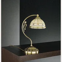 Настольная лампа P 7004 P Reccagni Angelo бежевая 1 лампа, основание античное бронза латунь металл в стиле классический 