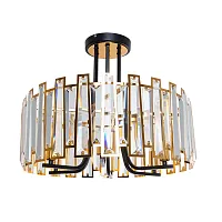 Люстра потолочная Amber A1028PL-6BK Arte Lamp золотая прозрачная на 6 ламп, основание чёрное в стиле классика 