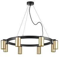 Люстра подвесная Rullo LR018408 Lightstar золотая на 8 ламп, основание чёрное в стиле хай-тек 