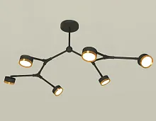 Светильник потолочный XB9056152 Ambrella light чёрный золотой 6 ламп, основание чёрное в стиле хай-тек современный 