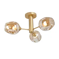 Люстра потолочная V3956-8/3PL Vitaluce бежевая на 3 лампы, основание золотое в стиле арт-деко 