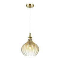 Светильник подвесной Lasita 4707/1 Odeon Light жёлтый янтарный 1 лампа, основание бронзовое в стиле современный выдувное