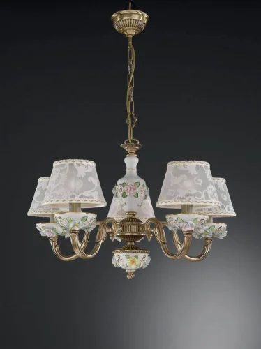 Люстра подвесная  L 9000/5 Reccagni Angelo белая на 5 ламп, основание античное бронза в стиле классический 