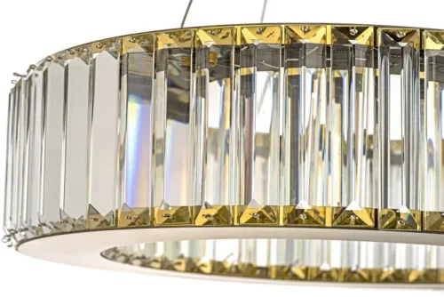 Люстра подвесная хрустальная LED Anzio L 1.5.40.100 G Arti Lampadari прозрачная на 1 лампа, основание золотое в стиле современный кольца фото 2
