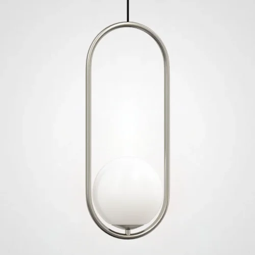 Светильник подвесной Matthew McCormick hoop 50 Silver MILA Pendant 179967-22 ImperiumLoft белый 1 лампа, основание серебряное в стиле современный 
