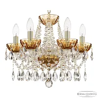 Люстра подвесная 5413/6/141 G Amber/M-1H Bohemia Ivele Crystal без плафона на 6 ламп, основание золотое прозрачное в стиле классический sp