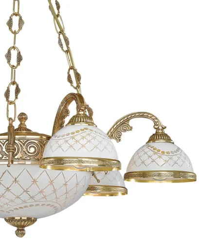 Люстра подвесная  L 7102/6+2 Reccagni Angelo белая на 8 ламп, основание золотое в стиле классический  фото 2