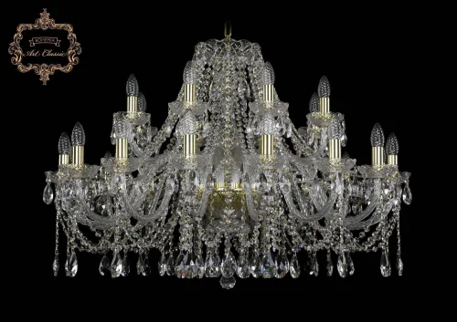 Люстра подвесная хрустальная 11.12.16+8.360.Gd.Sp Bohemia Art Classic прозрачная на 24 лампы, основание золотое в стиле классический 