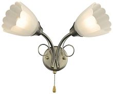 Бра с выключателем 708-501-02 Velante белый 2 лампы, основание бронзовое в стиле классический 