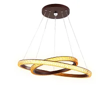 Люстра подвесная LED с пультом Orbital Crystal FF11 Ambrella light белая коричневая на 1 лампа, основание коричневое в стиле современный хай-тек с пультом кольца