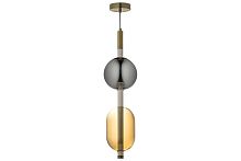 Светильник подвесной LED Canzo L 1.P3 CL Arti Lampadari янтарный серый 1 лампа, основание золотое в стиле арт-деко современный 