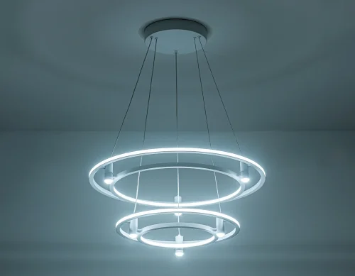 Люстра подвесная LED FL5542 Ambrella light белая на 1 лампа, основание белое в стиле современный хай-тек кольца фото 5