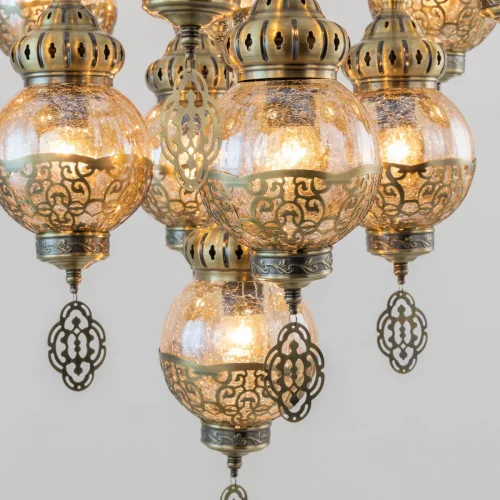 Люстра подвесная Каир CL419193 Citilux янтарная на 13 ламп, основание бронзовое в стиле восточный  фото 9