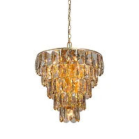 Люстра подвесная V5279-8/20+1 Vitaluce янтарная на 21 лампа, основание золотое в стиле современный классический 