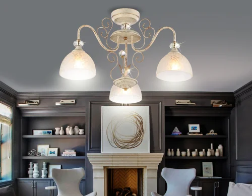 Люстра потолочная TR3055 Ambrella light белая на 3 лампы, основание белое в стиле классический  фото 3