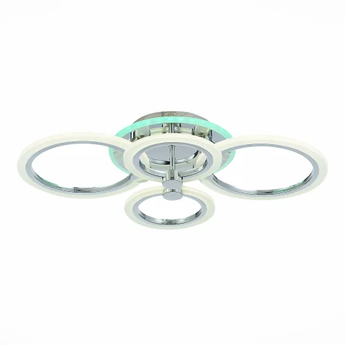 Люстра потолочная LED с пультом Cerina SLE500512-04RGB Evoled белая хром на 1 лампа, основание хром в стиле современный хай-тек с пультом кольца