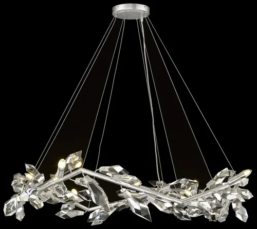 Люстра подвесная Casandra WE111.12.203 Wertmark прозрачная на 12 ламп, основание серебряное в стиле флористика современный ветви