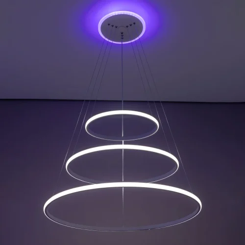 Люстра подвесная LED с пультом Неон Смарт CL731A090E Citilux белая на 1 лампа, основание белое в стиле современный с пультом кольца фото 13