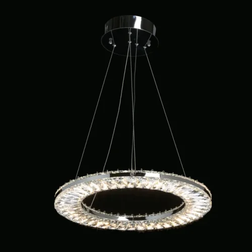 Люстра подвесная LED с пультом Гослар 498016101 MW-Light прозрачная на 1 лампа, основание хром в стиле классический с пультом кольца фото 3