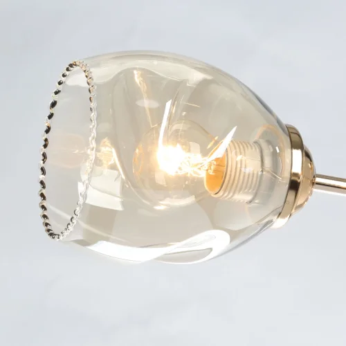 Люстра потолочная Акцент 680011806 DeMarkt прозрачная янтарная на 6 ламп, основание золотое в стиле современный  фото 4